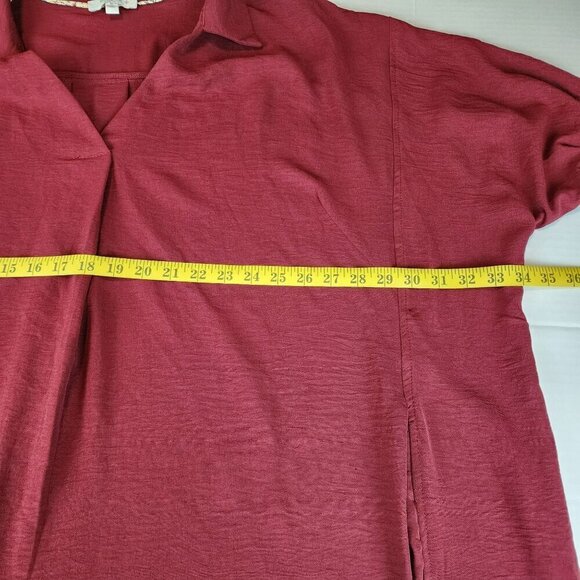 Umgee sz XL women burgundy red relaxed fir tunic dress oversized - Picture 10 of 11